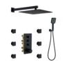 3-Spray 1.8 GPM Ceiling Mount Dual Square Handheld Shower Set In Matte Black