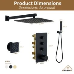 1-Spray 1.8 GPM High Pressure Ceiling Mount Dual Shower Head/Handheld Shower Combo In Matte Black -Tahanbath matte black tahanbath dual shower heads z 102009eb 2 44 1000