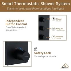 3-Spray 1.8 GPM 12 In. Ceiling Mounted Dual Square Handheld Shower Set In Matte Black -Tahanbath matte black tahanbath dual shower heads z 102009eb 3 fa 1000