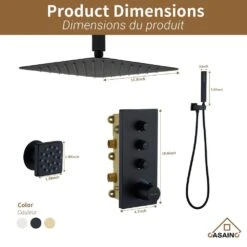 1-Spray Patterns Ceiling Mount Handheld Shower Head Dual 1.8 GPM In Matte Black -Tahanbath matte black tahanbath dual shower heads z 102009eb 4 44 1000