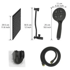 7-spray Dual Shower Head And Handheld Shower Head In Matte Black -Tahanbath matte black tahanbath dual shower heads z hs281 66b c3 1000