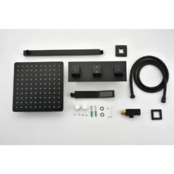 1-Spray Patterns Freestanding Square Dual Handheld Shower Head 6 GPM In Matte Black -Tahanbath matte black tahanbath dual shower heads z s b509 10mb 4f 1000