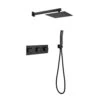 1-Spray Patterns Freestanding Square Dual Handheld Shower Head 6 GPM In Matte Black