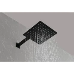 2-Spray Patterns With 2.5 GPM 10 In. Wall Mount Dual Fixed Shower Head In Matte Black 12 2-Spray Patterns With 2.5 GPM 10 In. Wall Mount Dual Fixed Shower Head In Matte Black -Tahanbath matte black tahanbath dual shower heads z s b511 10mb 44 1000