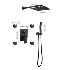 2-Spray Patterns With 2.5 GPM 10 In. Wall Mount Dual Fixed Shower Head In Matte Black 13 2-Spray Patterns With 2.5 GPM 10 In. Wall Mount Dual Fixed Shower Head In Matte Black -Tahanbath matte black tahanbath dual shower heads z s b511 10mb fa 1000