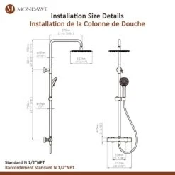 1-Spray 8 In. Wall Mount 1.8 GPM Dual Shower Head And Handheld Shower Head In Matte Black -Tahanbath matte black tahanbath dual shower heads z sc418a mb 44 1000