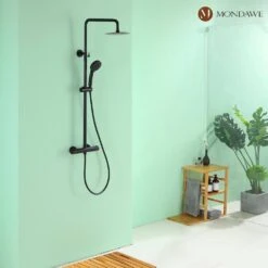 1-Spray 8 In. Wall Mount 1.8 GPM Dual Shower Head And Handheld Shower Head In Matte Black -Tahanbath matte black tahanbath dual shower heads z sc418a mb 4f 1000