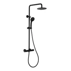 1-Spray 8 In. Wall Mount 1.8 GPM Dual Shower Head And Handheld Shower Head In Matte Black