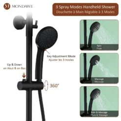 1-Spray 8 In. Wall Mount 1.8 GPM Dual Shower Head And Handheld Shower Head In Matte Black -Tahanbath matte black tahanbath dual shower heads z sc418a mb 66 1000