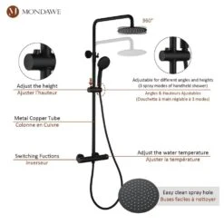 1-Spray 8 In. Wall Mount 1.8 GPM Dual Shower Head And Handheld Shower Head In Matte Black -Tahanbath matte black tahanbath dual shower heads z sc418a mb fa 1000