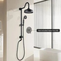 2-Spray Dual Wall Mount Fixed And Handheld Shower Head 2.5 GPM In Matte Black -Tahanbath matte black tahanbath dual shower heads z w121990175 31 1000