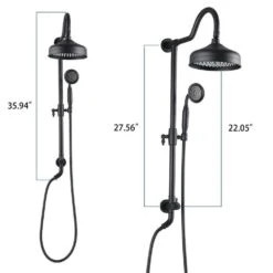 2-Spray Dual Wall Mount Fixed And Handheld Shower Head 2.5 GPM In Matte Black -Tahanbath matte black tahanbath dual shower heads z w121990175 44 1000