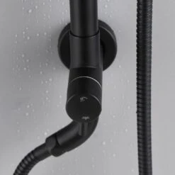2-Spray Dual Wall Mount Fixed And Handheld Shower Head 2.5 GPM In Matte Black -Tahanbath matte black tahanbath dual shower heads z w121990175 76 1000