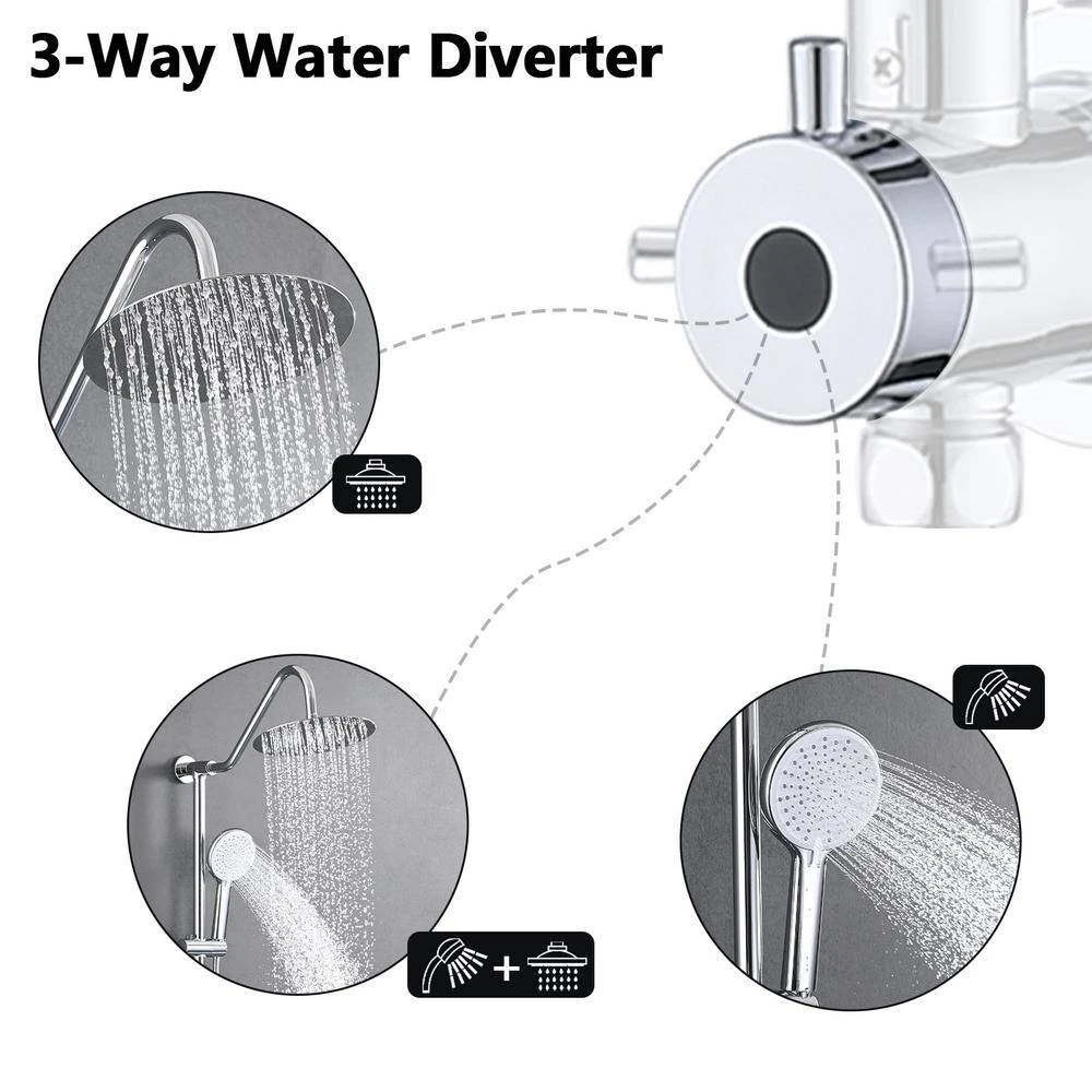 3-Spray Patterns Freestanding Round Dual Handheld Shower Head 1.8 GPM In Matte Black 3 3-Spray Patterns Freestanding Round Dual Handheld Shower Head 1.8 GPM In Matte Black - Image 3