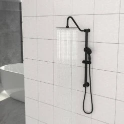 5-spray 10 In. Ceiling Mount 1.8 GPM Dual Shower Head And Handheld Shower Head In Matte Black -Tahanbath matte black tahanbath dual shower heads z w1243134222 44 1000