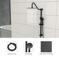 5-spray 10 In. Ceiling Mount 1.8 GPM Dual Shower Head And Handheld Shower Head In Matte Black -Tahanbath matte black tahanbath dual shower heads z w1243134222 4f 1000