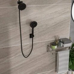 7-spray Dual 4.7 In. Wall Mount 1.8 GPM Shower Head And Handheld Shower Head In Matte Black -Tahanbath matte black tahanbath dual shower heads z w124362252 4f 1000