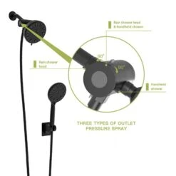 7-spray Dual 4.7 In. Wall Mount 1.8 GPM Shower Head And Handheld Shower Head In Matte Black -Tahanbath matte black tahanbath dual shower heads z w124362252 fa 1000