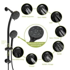 8-spray Dual 4.7 In. Wall Mount 1.8 GPM Shower Head And Handheld Shower Head In Matte Black -Tahanbath matte black tahanbath dual shower heads z w124362274 4f 1000