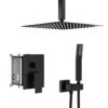 1-Spray 10 In. 1.8 GPM Ceiling Mount Dual Shower Head And Handheld Shower Head In Matte Black