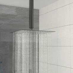 1-Spray 10 In. 1.8 GPM Ceiling Mount Dual Shower Head And Handheld Shower Head In Matte Black -Tahanbath matte black tahanbath dual shower heads z w124381745 c3 1000