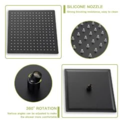 1-spray 7 In. Ceiling Mount 1.8 GPM Dual Shower Head And Handheld Shower Head In Matte Black -Tahanbath matte black tahanbath dual shower heads z w124381948 4f 1000