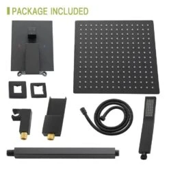 1-spray 7 In. Ceiling Mount 1.8 GPM Dual Shower Head And Handheld Shower Head In Matte Black -Tahanbath matte black tahanbath dual shower heads z w124381948 76 1000