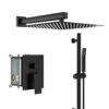 1-spray Dual 12 In. Wall Mount 1.8 GPM Shower Head And Handheld Shower Head In Matte Black