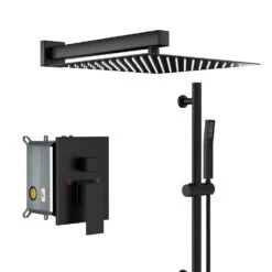 1-spray Dual 12 In. Wall Mount 1.8 GPM Shower Head And Handheld Shower Head In Matte Black