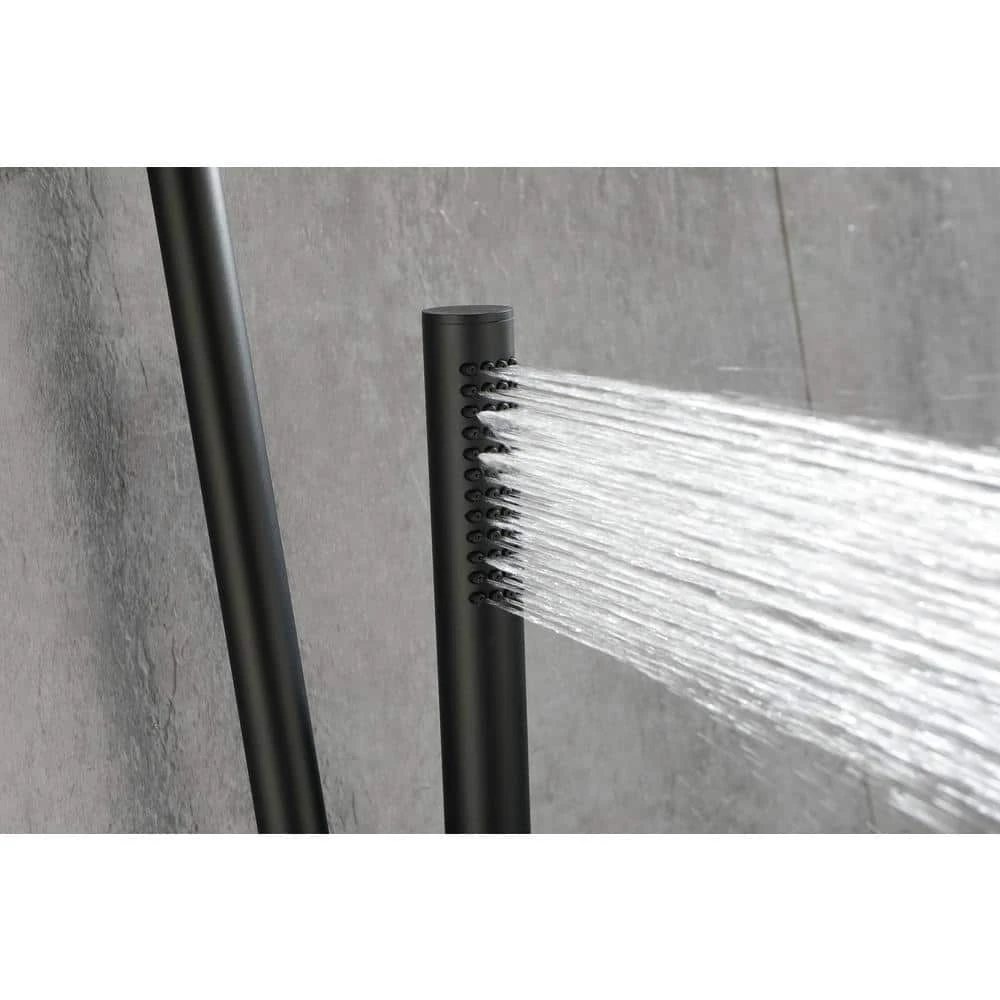 1 -Spray Patterns 0 In. 2 GPM Rain Wall Mount Dual Shower Heads With Handheld Shower System In Matte Black 8 1 -Spray Patterns 0 In. 2 GPM Rain Wall Mount Dual Shower Heads With Handheld Shower System In Matte Black - Image 8