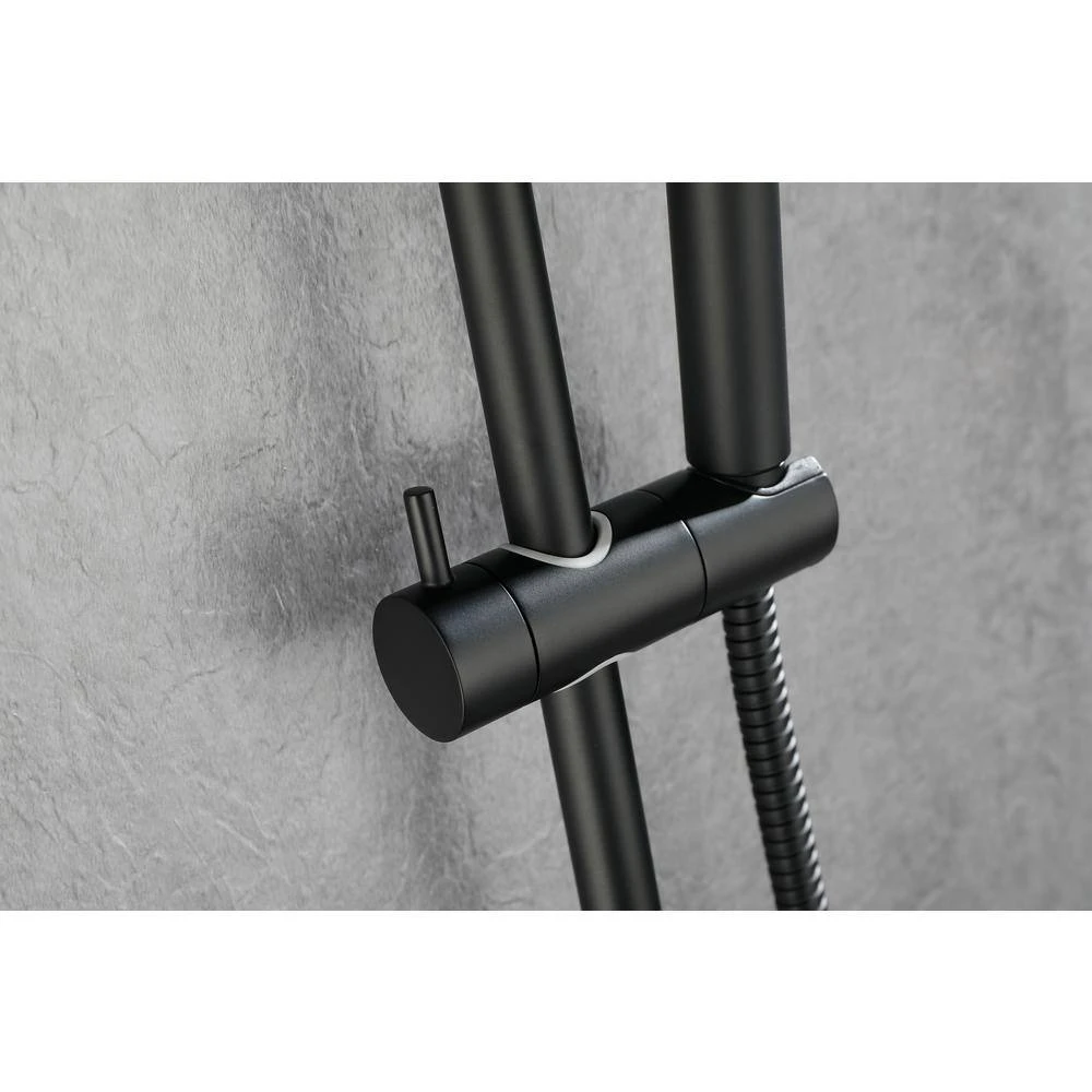 1 -Spray Patterns 0 In. 2 GPM Rain Wall Mount Dual Shower Heads With Handheld Shower System In Matte Black 5 1 -Spray Patterns 0 In. 2 GPM Rain Wall Mount Dual Shower Heads With Handheld Shower System In Matte Black - Image 5