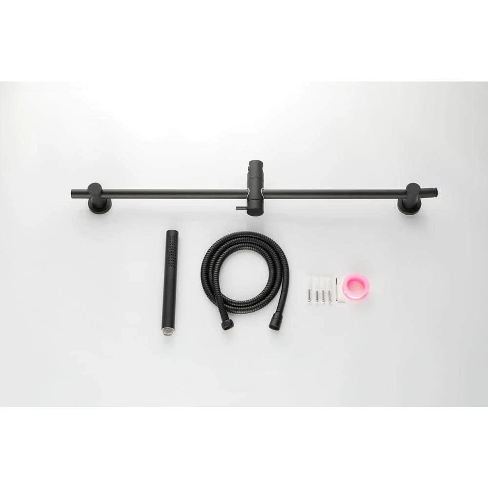 1 -Spray Patterns 0 In. 2 GPM Rain Wall Mount Dual Shower Heads With Handheld Shower System In Matte Black 2 1 -Spray Patterns 0 In. 2 GPM Rain Wall Mount Dual Shower Heads With Handheld Shower System In Matte Black - Image 2