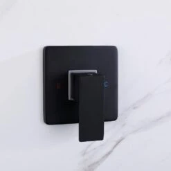 1-Spray Patterns With 1.5 GPM 10 In. Wall Mount Rain Fixed Shower Head In Matte Black -Tahanbath matte black tahanbath fixed shower heads nk0719 zq 44 1000