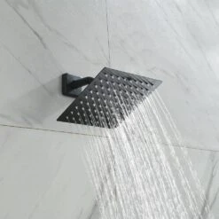 1-Spray Patterns With 1.5 GPM 8 In. Wall Mount Rain Fixed Shower Head In Matte Black 14 1-Spray Patterns With 1.5 GPM 8 In. Wall Mount Rain Fixed Shower Head In Matte Black -Tahanbath matte black tahanbath fixed shower heads nk0728 zq 1f 1000
