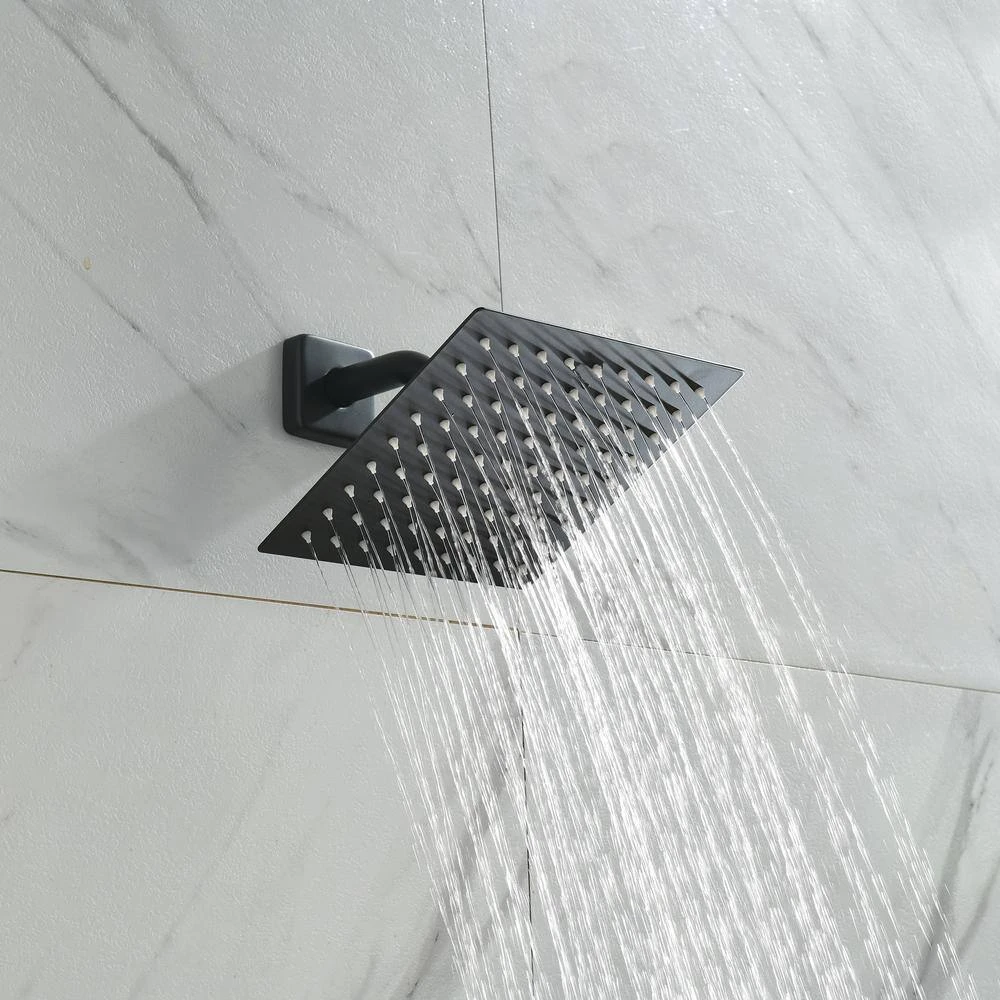 1-Spray Patterns With 1.5 GPM 8 In. Wall Mount Rain Fixed Shower Head In Matte Black 6 1-Spray Patterns With 1.5 GPM 8 In. Wall Mount Rain Fixed Shower Head In Matte Black - Image 6