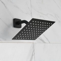 1-Spray Patterns With 1.5 GPM 8 In. Wall Mount Rain Fixed Shower Head In Matte Black 13 1-Spray Patterns With 1.5 GPM 8 In. Wall Mount Rain Fixed Shower Head In Matte Black -Tahanbath matte black tahanbath fixed shower heads nk0728 zq 4f 1000