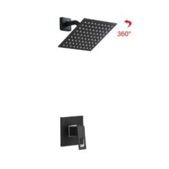 1-Spray Patterns With 1.5 GPM 8 In. Wall Mount Rain Fixed Shower Head In Matte Black