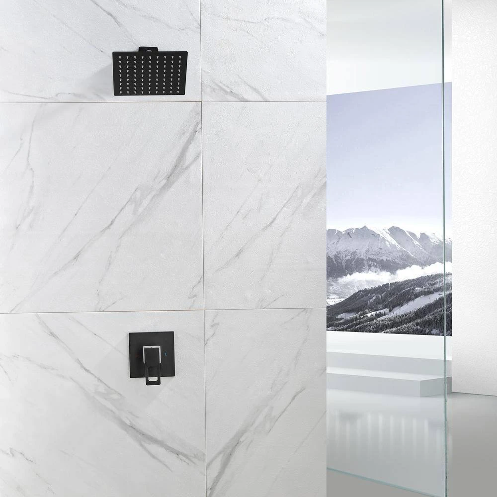 1-Spray Patterns With 1.5 GPM 8 In. Wall Mount Rain Fixed Shower Head In Matte Black 9 1-Spray Patterns With 1.5 GPM 8 In. Wall Mount Rain Fixed Shower Head In Matte Black - Image 9