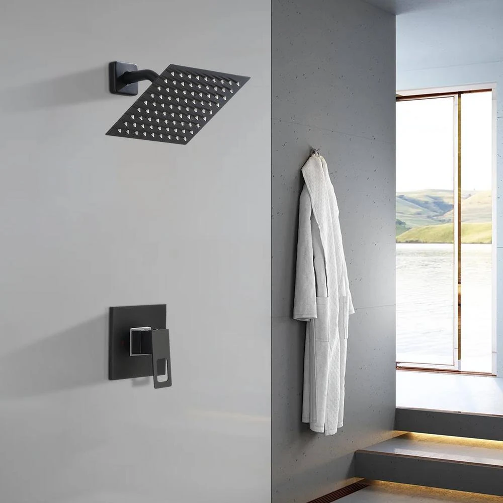 1-Spray Patterns With 1.5 GPM 8 In. Wall Mount Rain Fixed Shower Head In Matte Black 2 1-Spray Patterns With 1.5 GPM 8 In. Wall Mount Rain Fixed Shower Head In Matte Black - Image 2