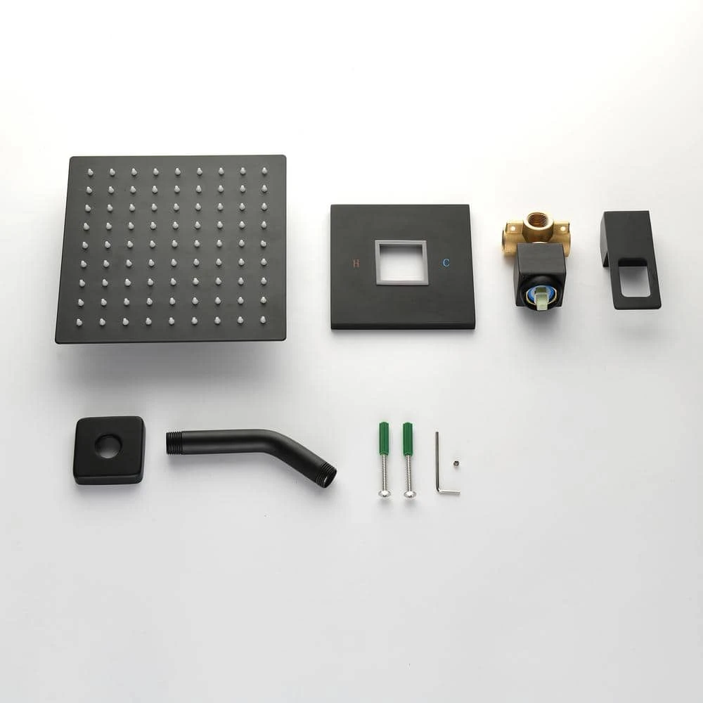 1-Spray Patterns With 1.5 GPM 8 In. Wall Mount Rain Fixed Shower Head In Matte Black 8 1-Spray Patterns With 1.5 GPM 8 In. Wall Mount Rain Fixed Shower Head In Matte Black - Image 8