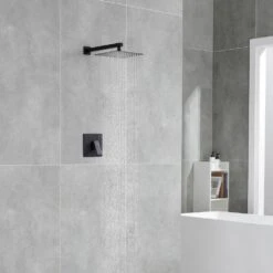 1-Spray Patterns 10 In. Wall Mountt Fixed Shower Head 1.5 GPM In Matte Black -Tahanbath matte black tahanbath fixed shower heads z w1272 81564 31 1000