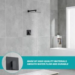 1-Spray Patterns 10 In. Wall Mountt Fixed Shower Head 1.5 GPM In Matte Black -Tahanbath matte black tahanbath fixed shower heads z w1272 81564 4f 1000