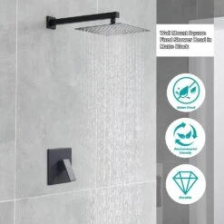 1-Spray Patterns 10 In. Wall Mountt Fixed Shower Head 1.5 GPM In Matte Black -Tahanbath matte black tahanbath fixed shower heads z w1272 81564 76 1000
