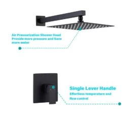 1-Spray Patterns 10 In. Wall Mountt Fixed Shower Head 1.5 GPM In Matte Black -Tahanbath matte black tahanbath fixed shower heads z w1272 81564 fa 1000