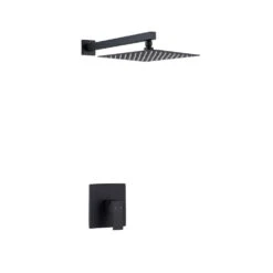 1-Spray Pattern 10 In. Wall Mount Square Fixed Shower Head In Matte Black