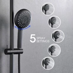 5-Spray Wall Mount Handheld Shower Head 1.8 GPM In Matte Black -Tahanbath matte black tahanbath handheld shower heads z w121952131 44 1000
