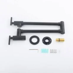 Wall Mounted Pot Filler With Swivel Spout In Matte Black -Tahanbath matte black tahanbath pot fillers q ybs pf662 mb 31 1000