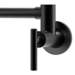 Wall Mounted Pot Filler With Swivel Spout In Matte Black -Tahanbath matte black tahanbath pot fillers q ybs pf662 mb fa 1000