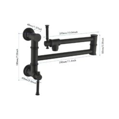 Wall Mounted Pot Filler Faucet, Modern Brass Pot Filler 2-Attachment In Matte Black -Tahanbath matte black tahanbath pot fillers y w2287 p184446 4f 1000