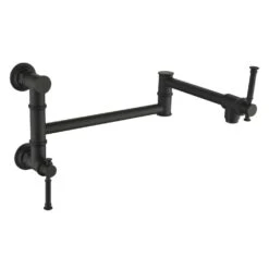 Wall Mounted Pot Filler Faucet, Modern Brass Pot Filler 2-Attachment In Matte Black